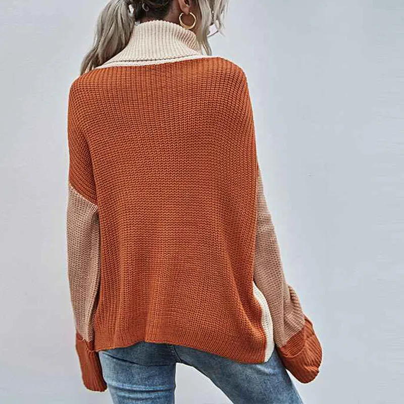 Chunky Turtleneck Sweaters for Women Long Sleeve Knit Pullover Sweater Jumper Tops K346