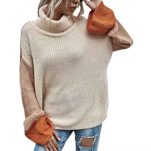 Chunky Turtleneck Sweaters for Women Long Sleeve Knit Pullover Sweater Jumper Tops K346