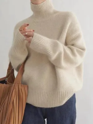 Clairen | Women Winter Soft Knitted Loose Sweater | Turtleneck