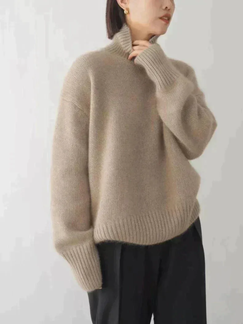Clairen | Women Winter Soft Knitted Loose Sweater | Turtleneck