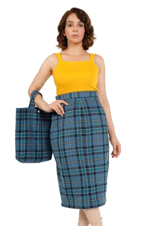 Classic Tartan Plaid Pencil Skirt with Back Slit