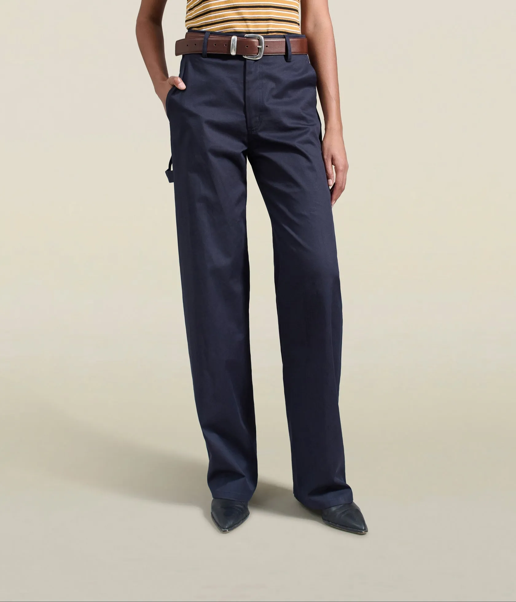 Column Leg Trouser Navy