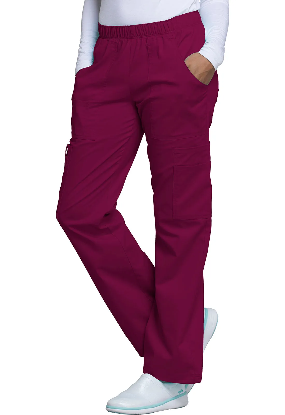 Core Stretch 4005 Mid Rise Pull-On Cargo Pants Wine