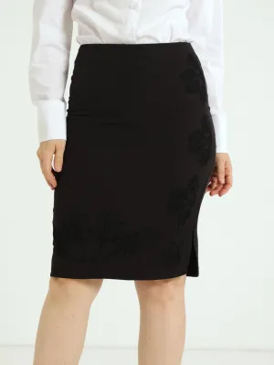 Cornelli Pencil Skirt - Black