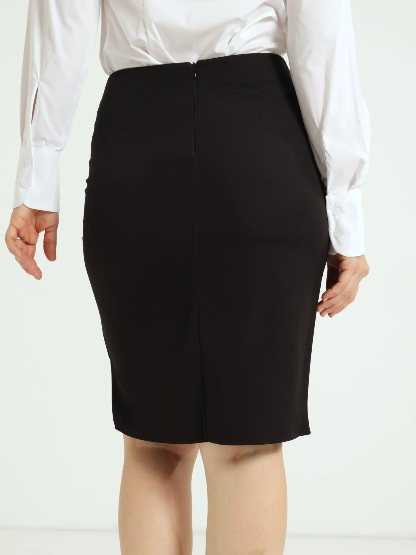 Cornelli Pencil Skirt - Black