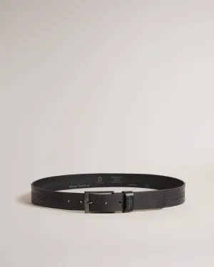 Crisic Stitch Detail Leather Belt Black