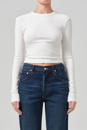 Cropped Faena Crewneck in Pashmina
