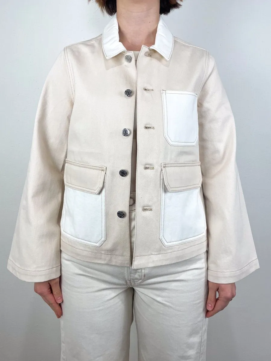 Dahl Cropped Chore Jacket in Neutral Color Block