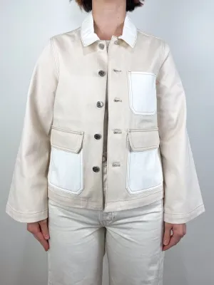Dahl Cropped Chore Jacket in Neutral Color Block