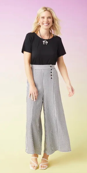 Dahlia Striped Textured Pants with Side Button