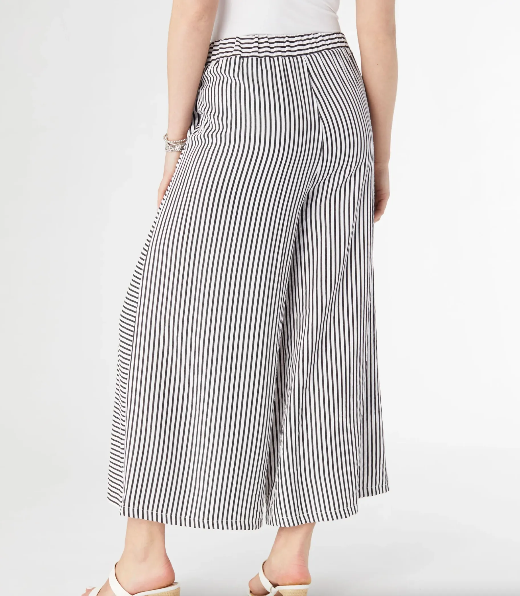 Dahlia Striped Textured Pants with Side Button