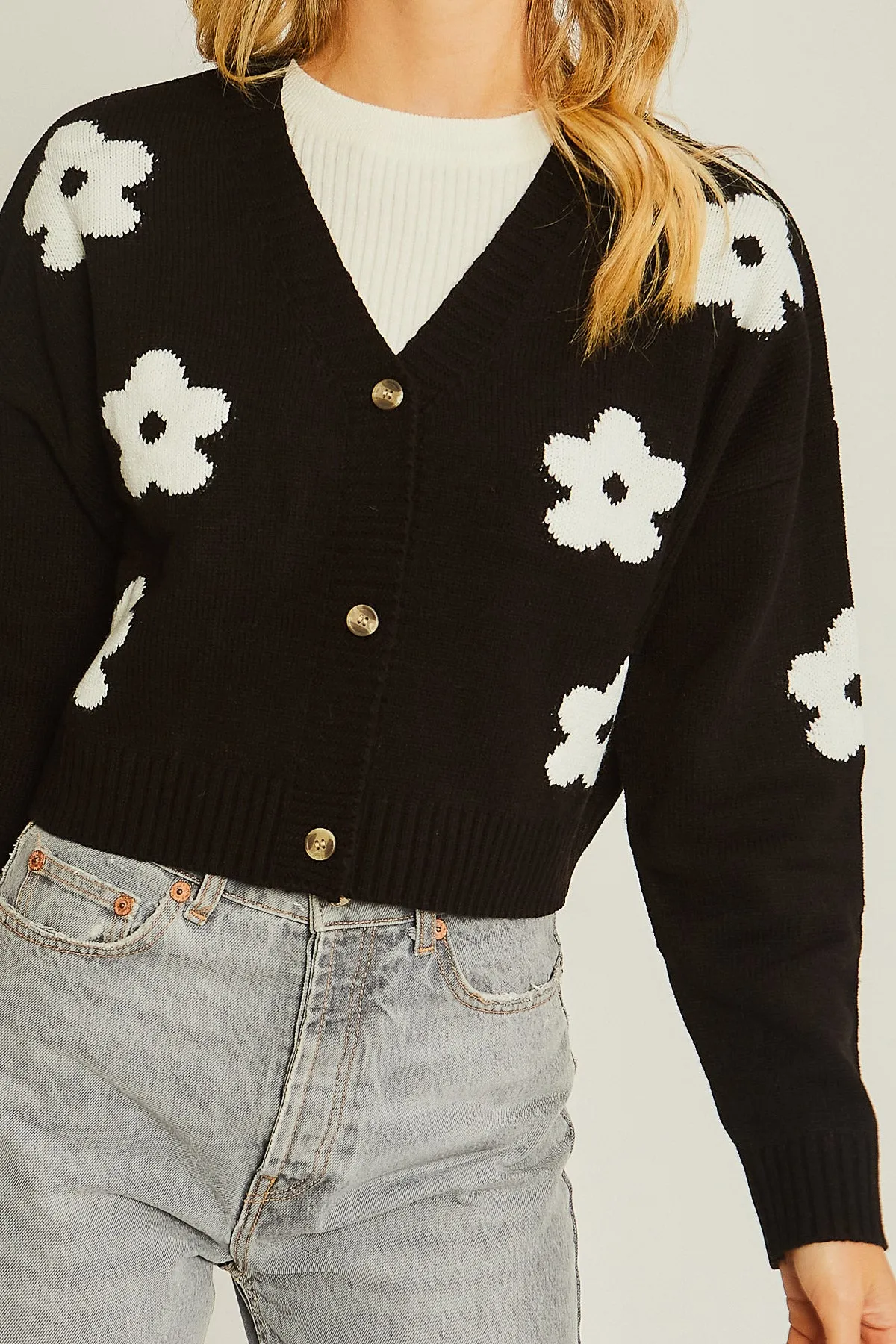 Daisy cropped sweater BLACK