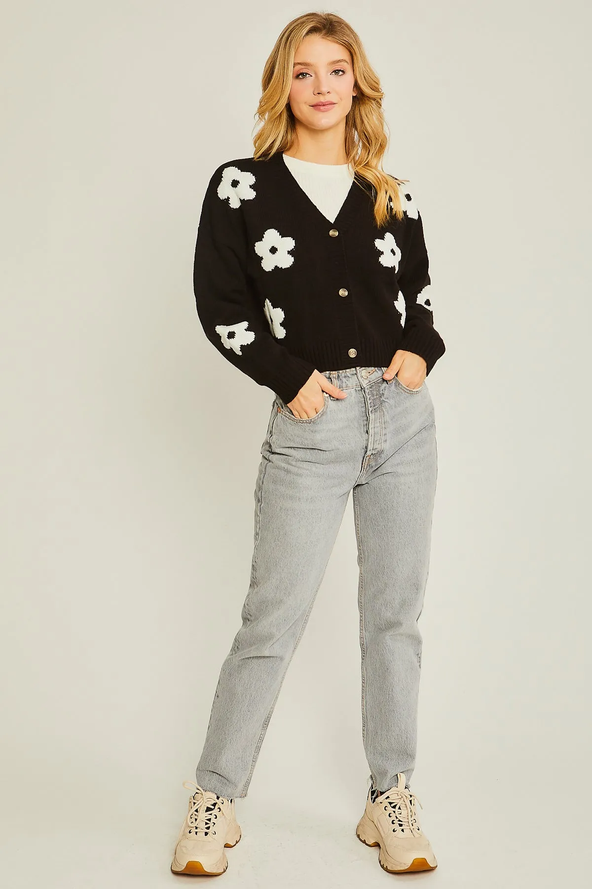 Daisy cropped sweater BLACK