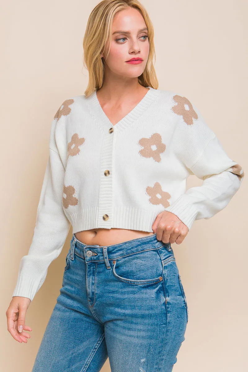 Daisy cropped sweater Off white