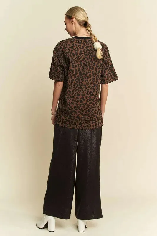 Davi & Dani Crinkled Textured Wide Leg Pants