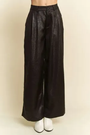 Davi & Dani Crinkled Textured Wide Leg Pants