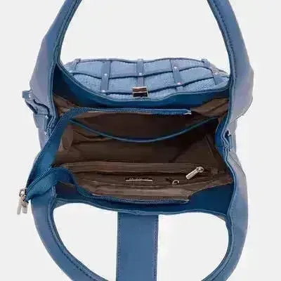 David Jones Rivet Handbag – Edgy PU Leather Medium Tote