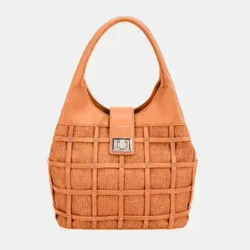 David Jones Rivet Handbag – Edgy PU Leather Medium Tote