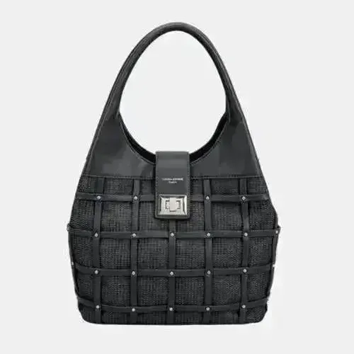David Jones Rivet Handbag – Edgy PU Leather Medium Tote