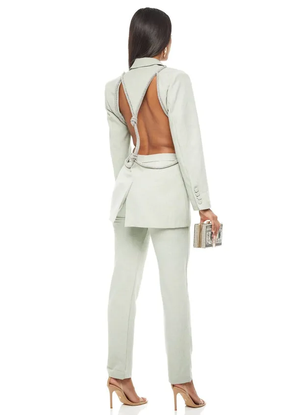 DIAMANTE ROPE KNOT BLAZER /DRESS - GREEN