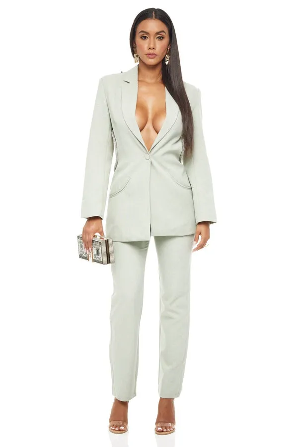 DIAMANTE ROPE KNOT BLAZER /DRESS - GREEN