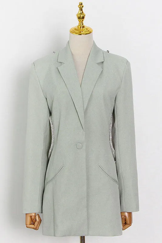 DIAMANTE ROPE KNOT BLAZER /DRESS - GREEN