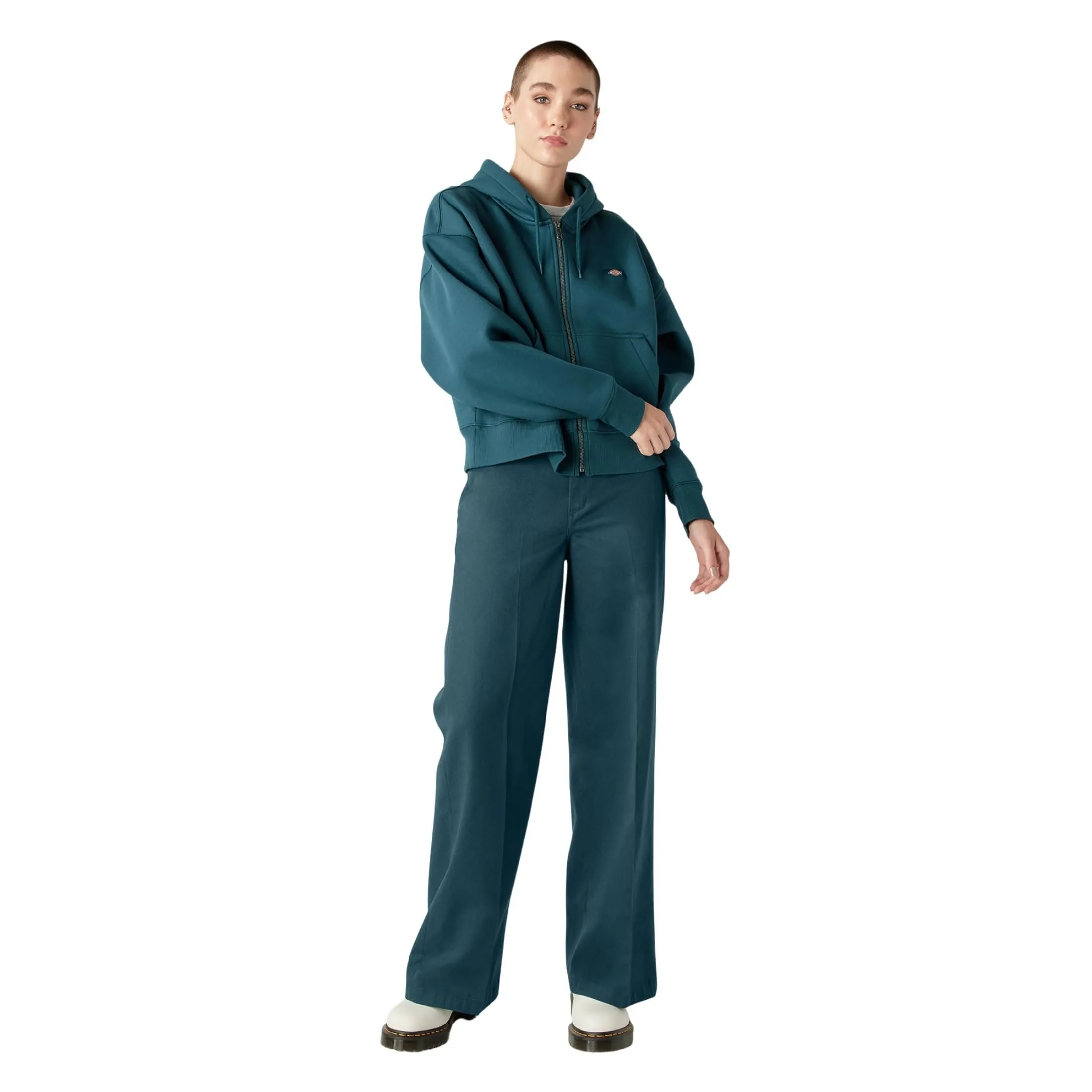 Dickies Women's Regular Fit Wide Leg Work Pants, Military Green, 0 Regular