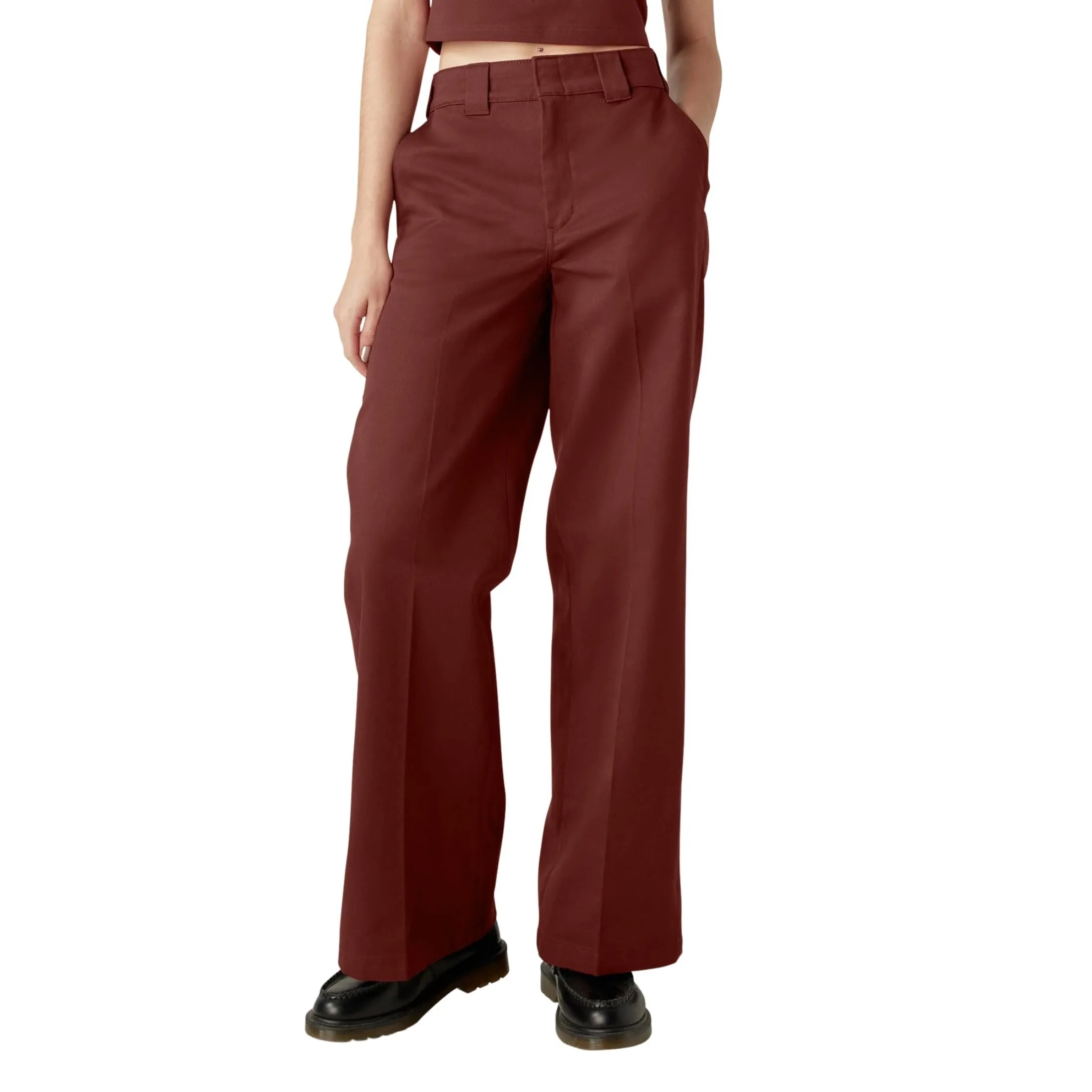 Dickies Women's Regular Fit Wide Leg Work Pants, Military Green, 0 Regular