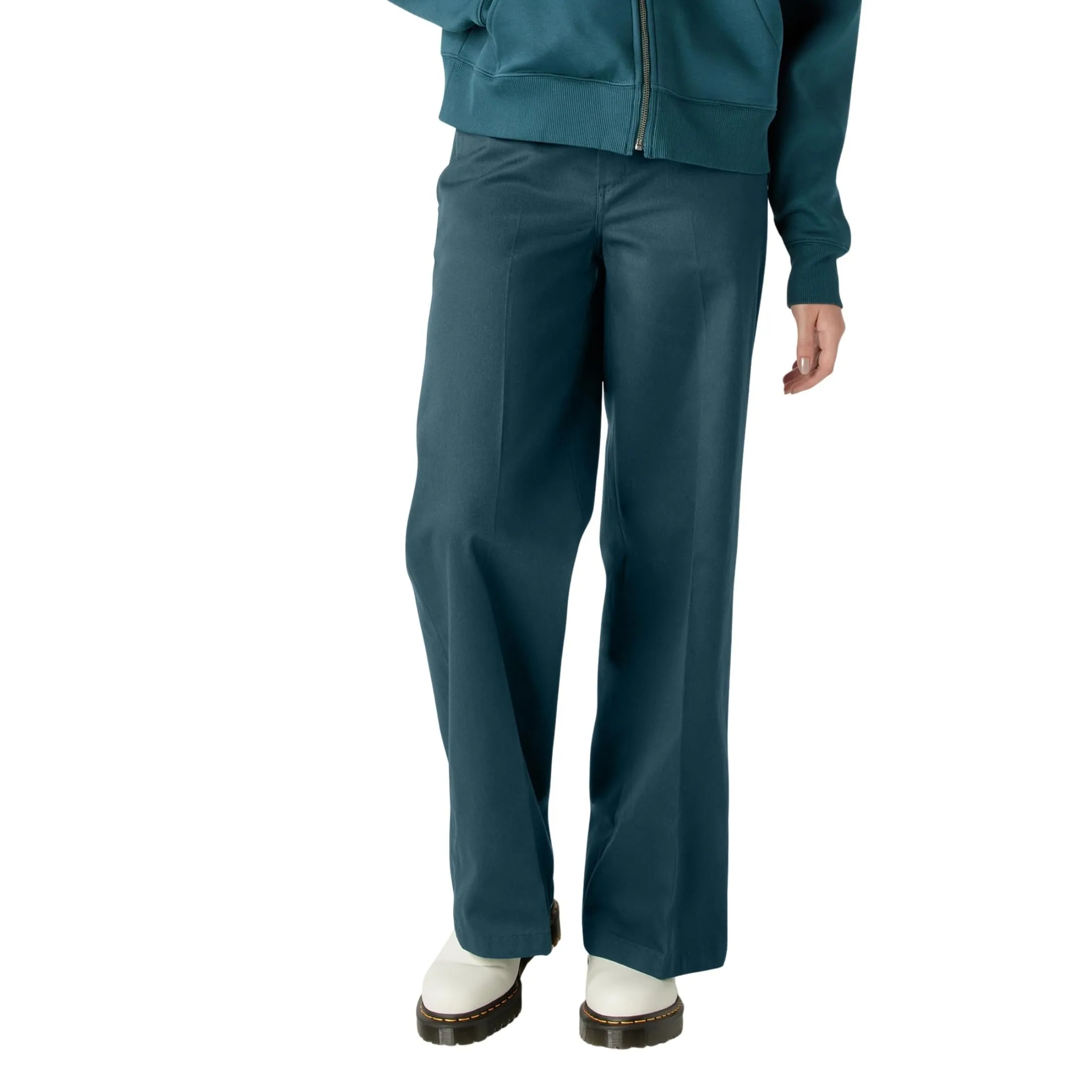 Dickies Women's Regular Fit Wide Leg Work Pants, Military Green, 0 Regular