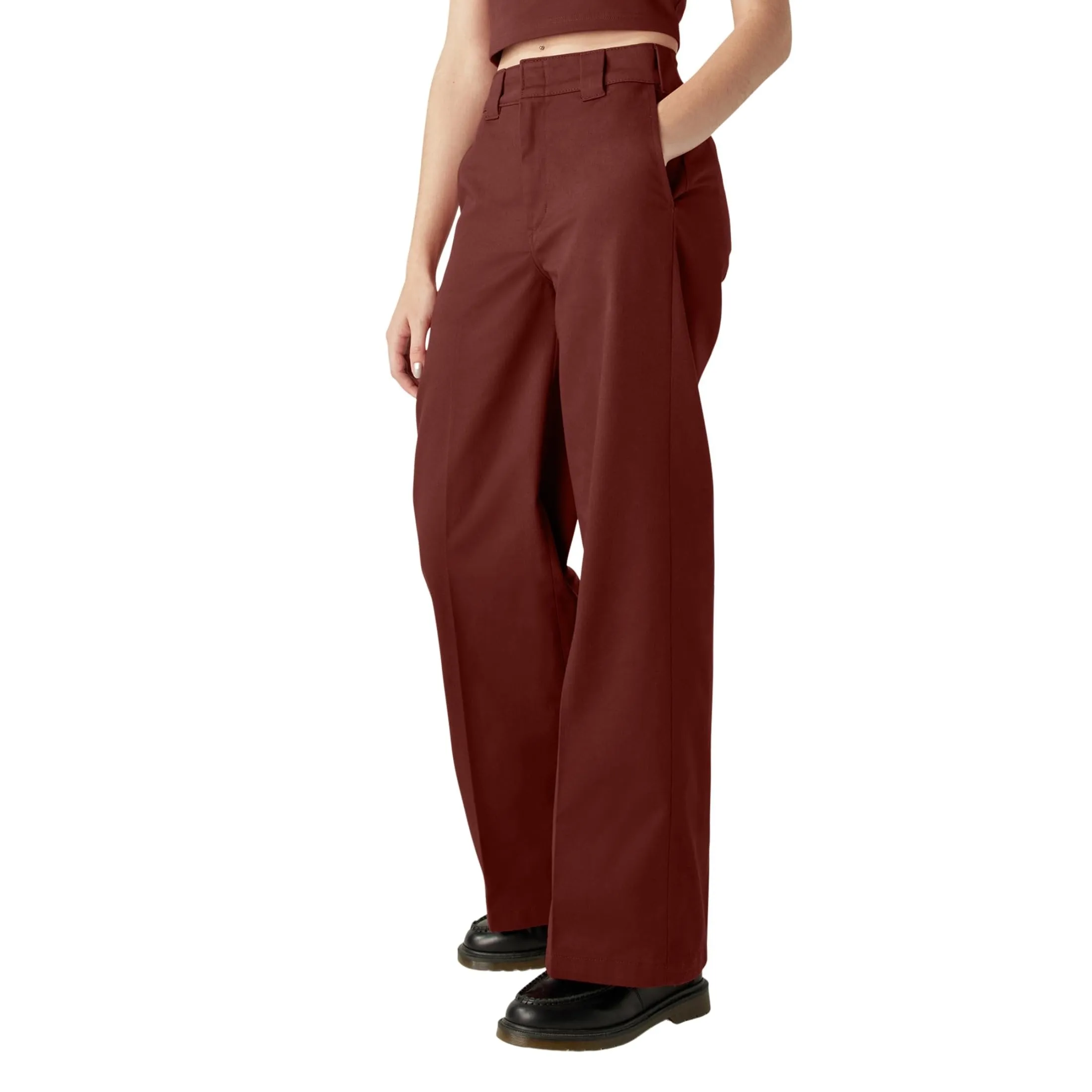 Dickies Women's Regular Fit Wide Leg Work Pants, Military Green, 0 Regular