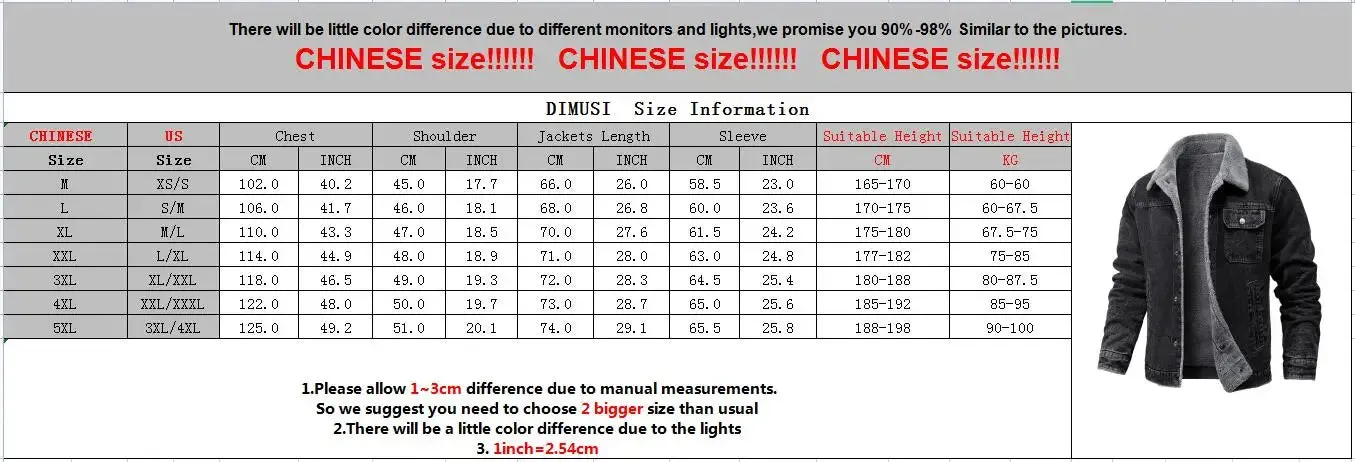 DIMUSI Winter Men's Denim Jackets