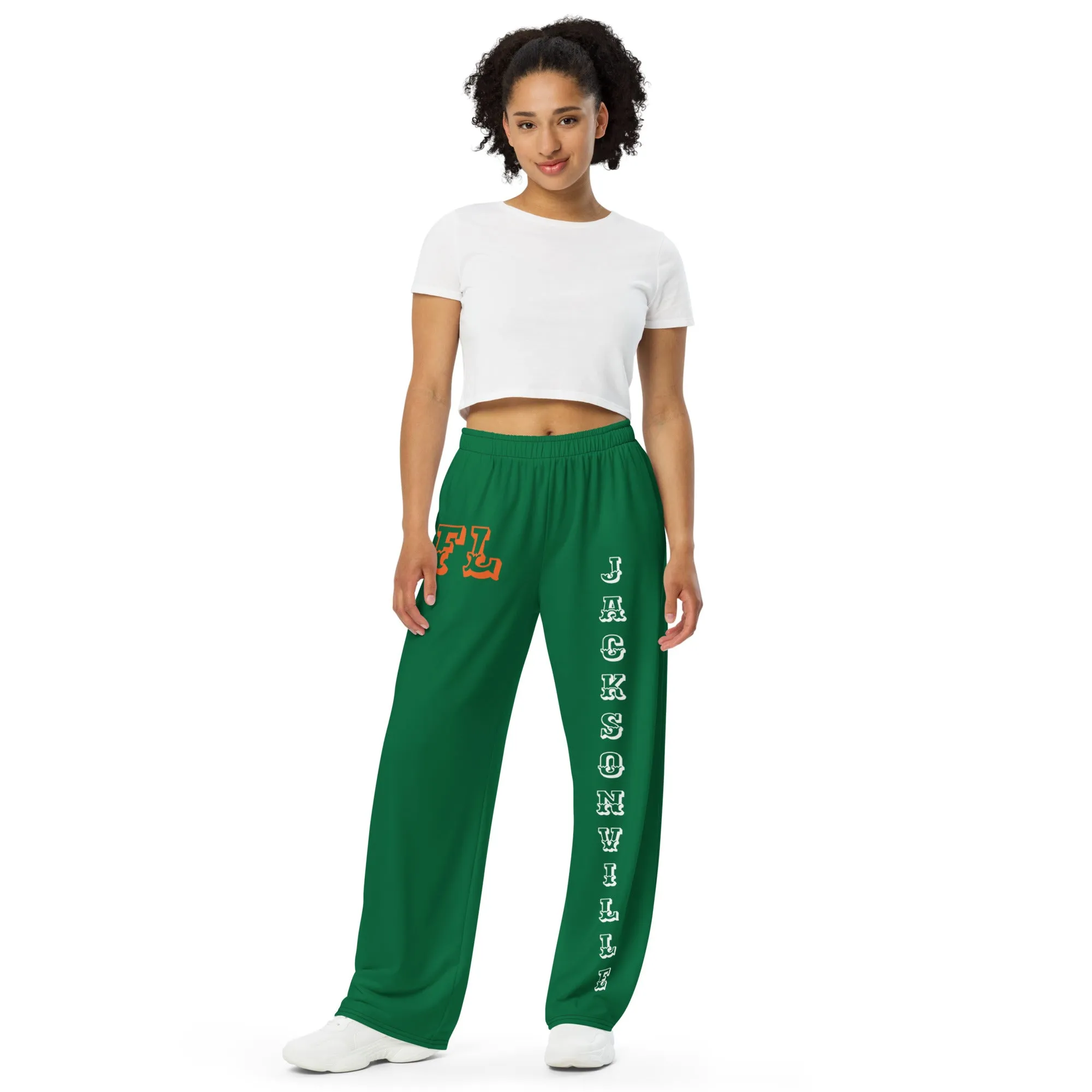 DJD FL- "It's A Jacksonville Thang" Unisex Wide-Leg Pants Green/White/Orange
