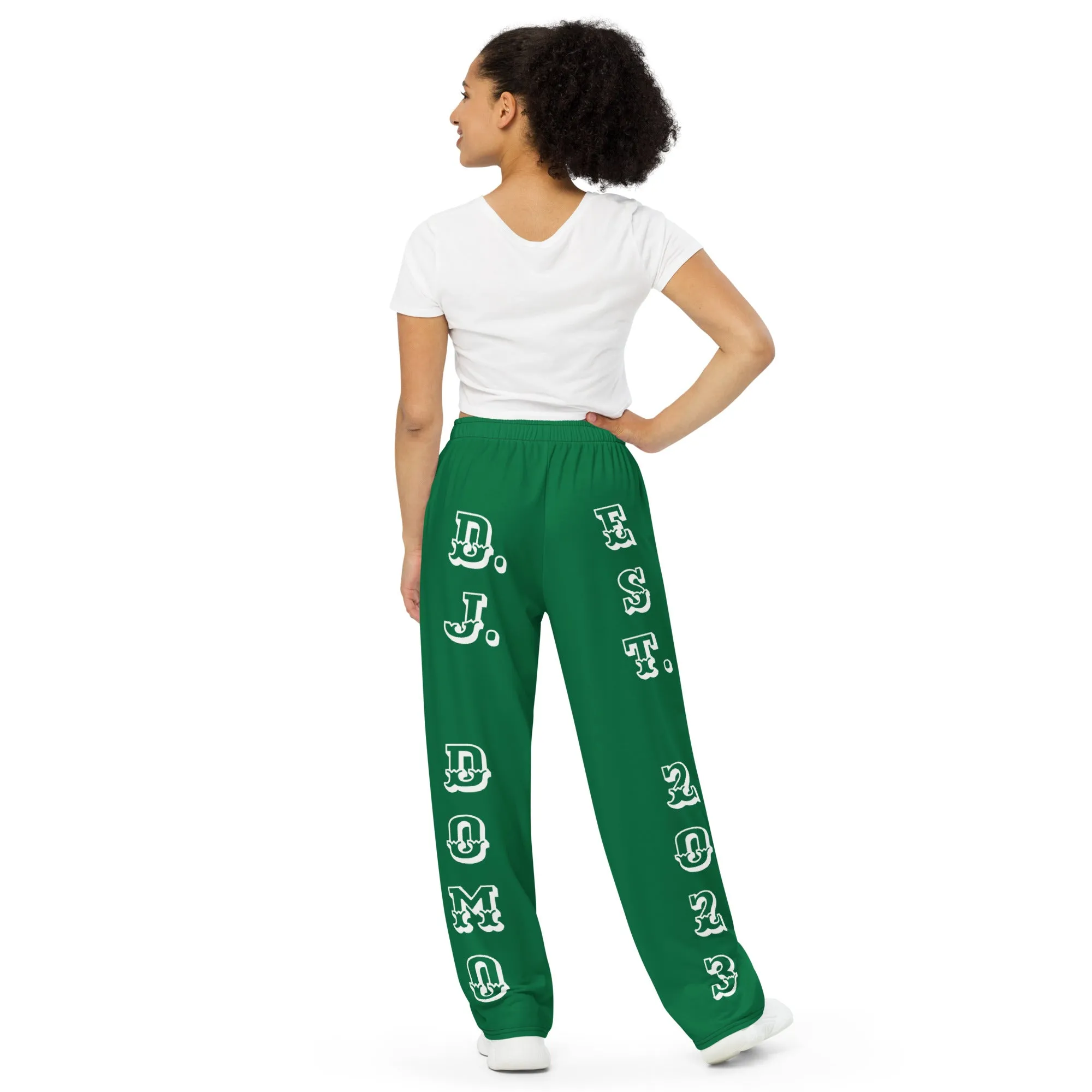 DJD FL- "It's A Miami Thang" Unisex Wide-Leg Pants Green/White/Orange