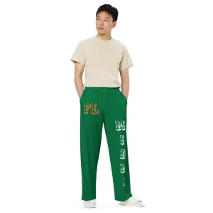 DJD FL- "It's A Miami Thang" Unisex Wide-Leg Pants Green/White/Orange