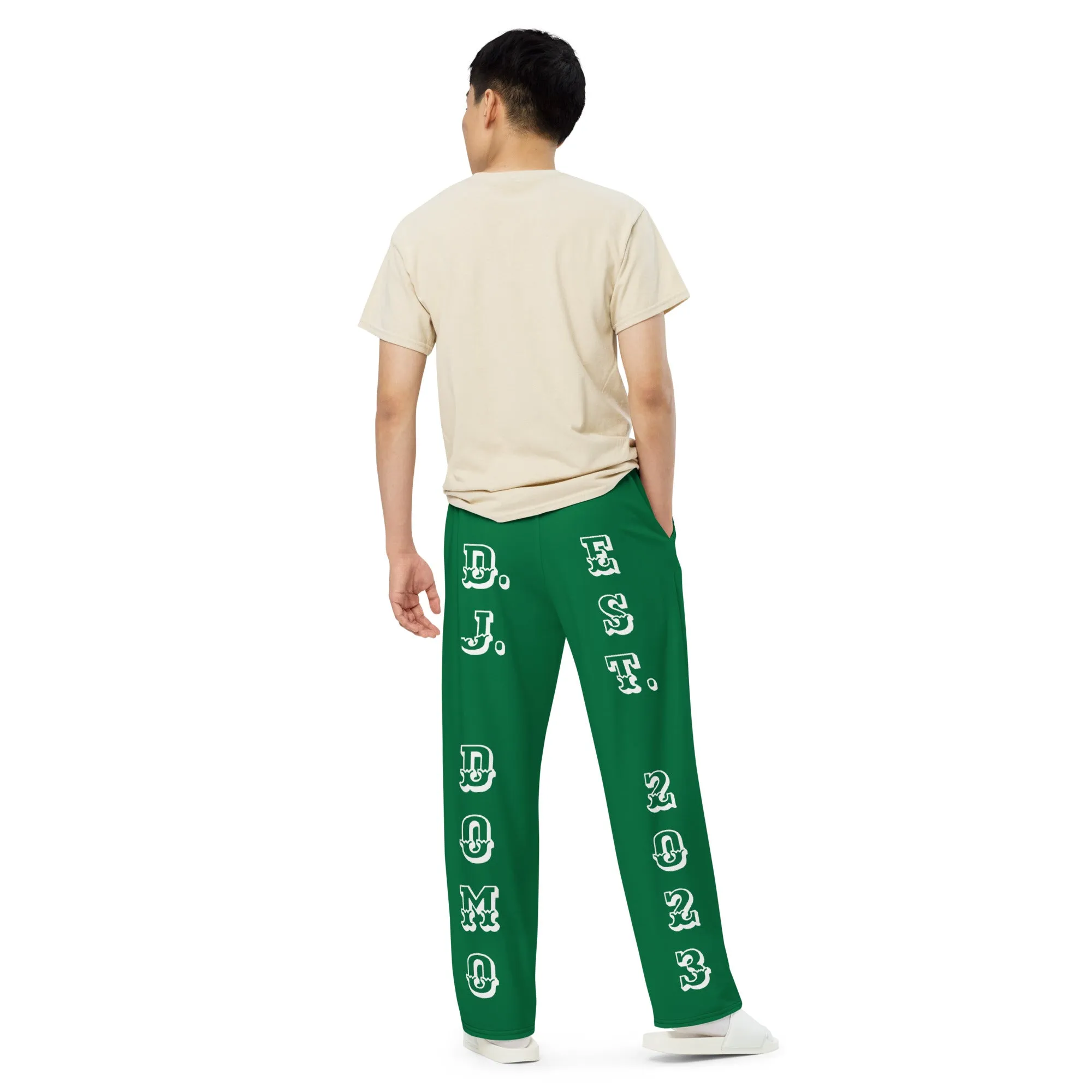 DJD FL- "It's A Miami Thang" Unisex Wide-Leg Pants Green/White/Orange