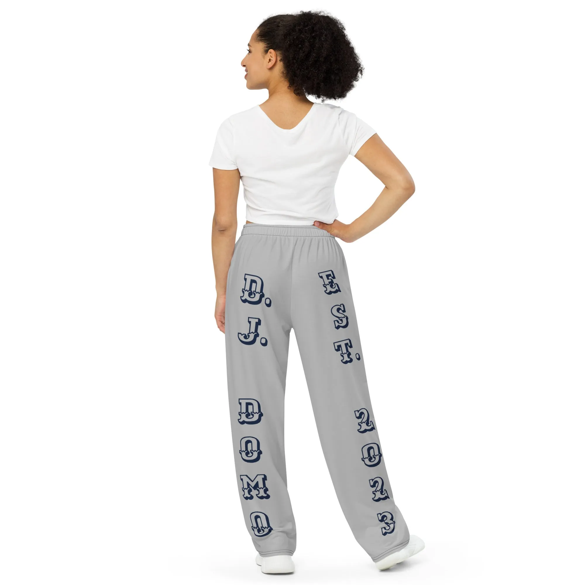 DJD TX- "It's A Ft. Worth Thang" Unisex Wide-Leg Pants Gray/Navy/White