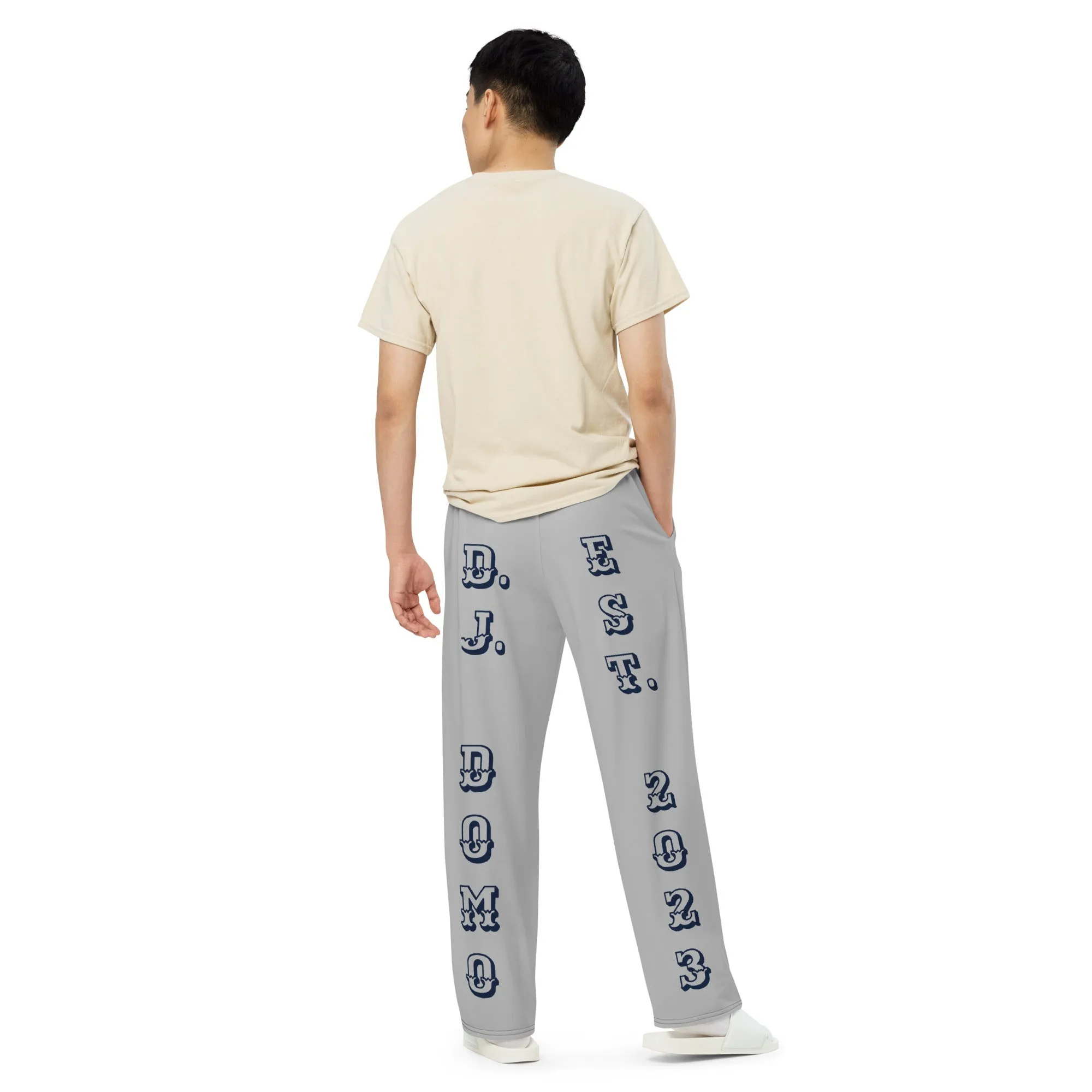 DJD TX- "It's A Ft. Worth Thang" Unisex Wide-Leg Pants Gray/Navy/White