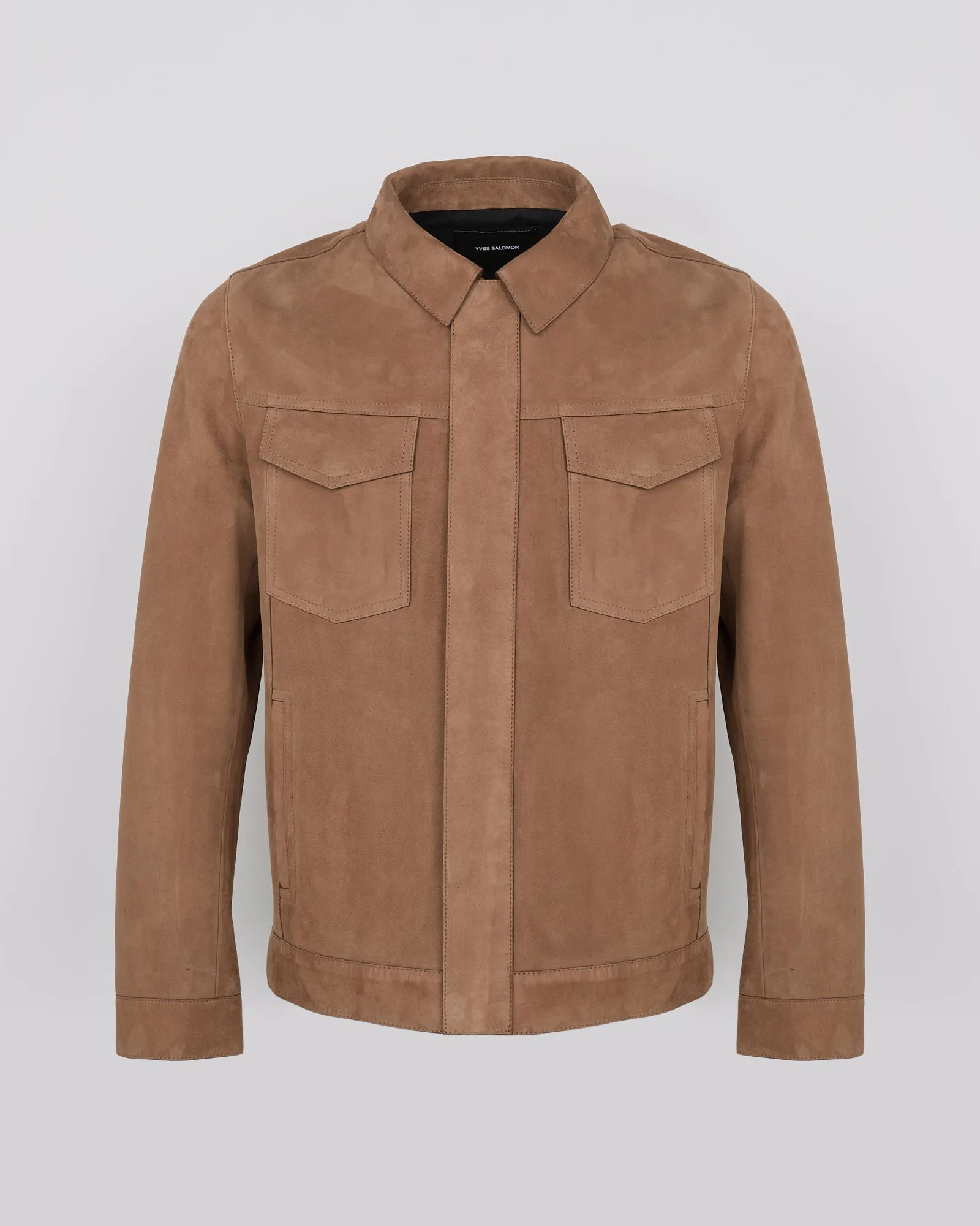 Double-sided velour leather jacket with nappa reverse
