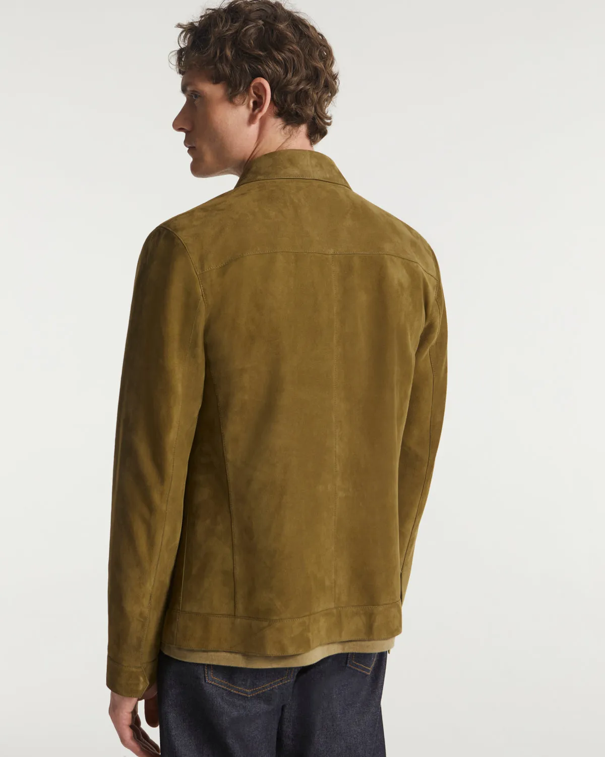 Double-sided velour leather jacket with nappa reverse