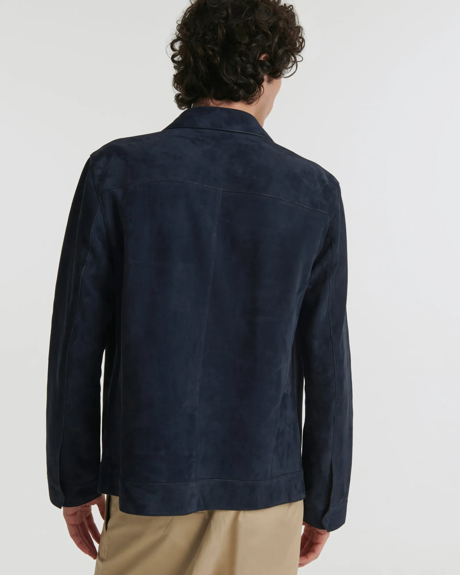 Double-sided velour leather jacket with nappa reverse