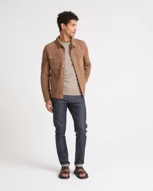 Double-sided velour leather jacket with nappa reverse