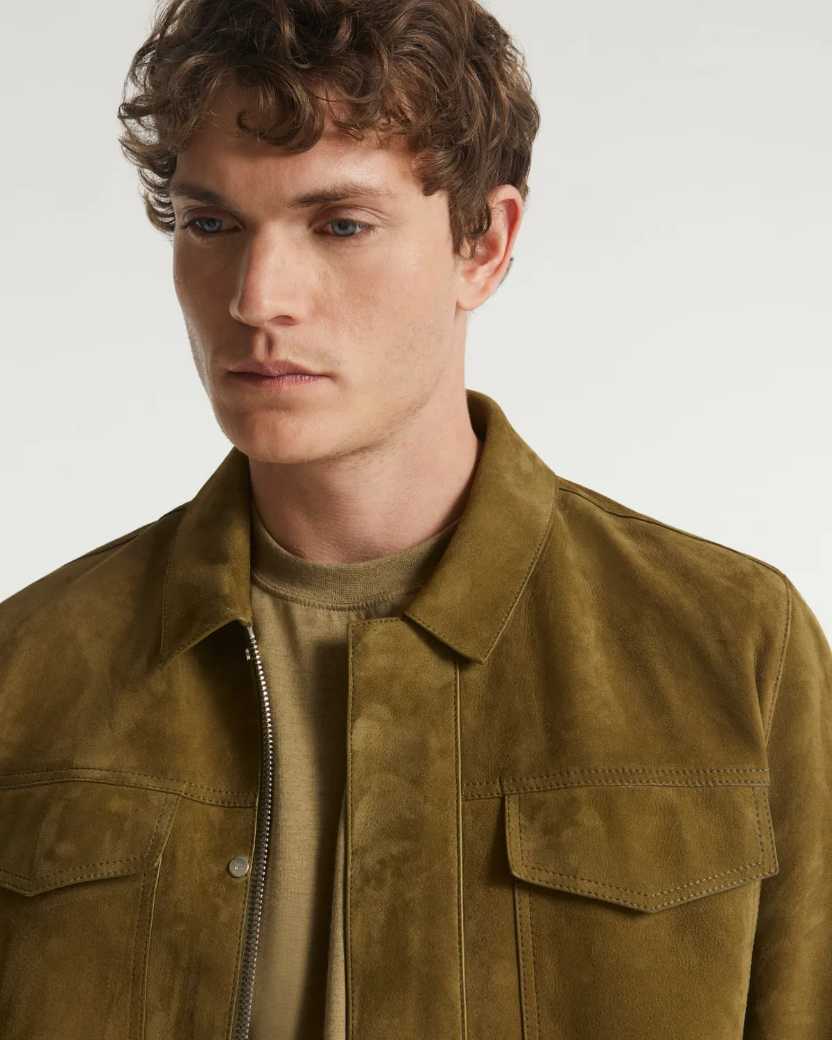 Double-sided velour leather jacket with nappa reverse