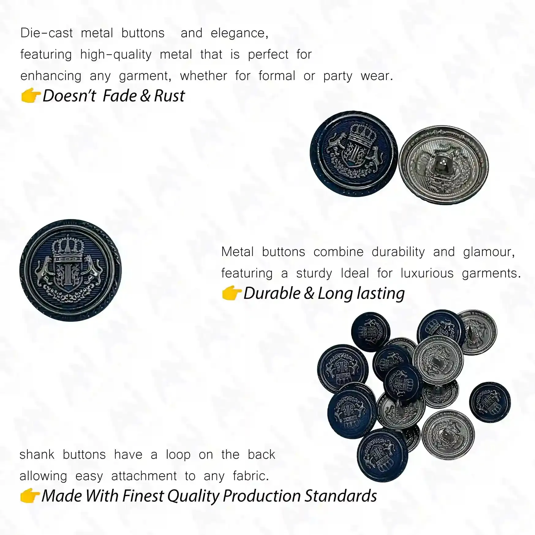 Elegant Anchor Style Metal Buttons