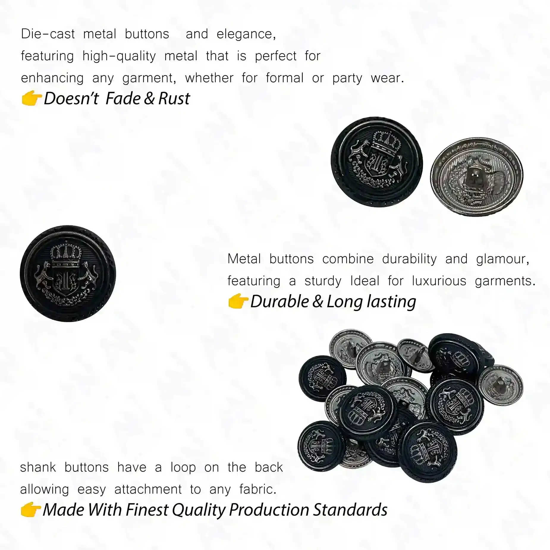 Elegant Anchor Style Metal Buttons