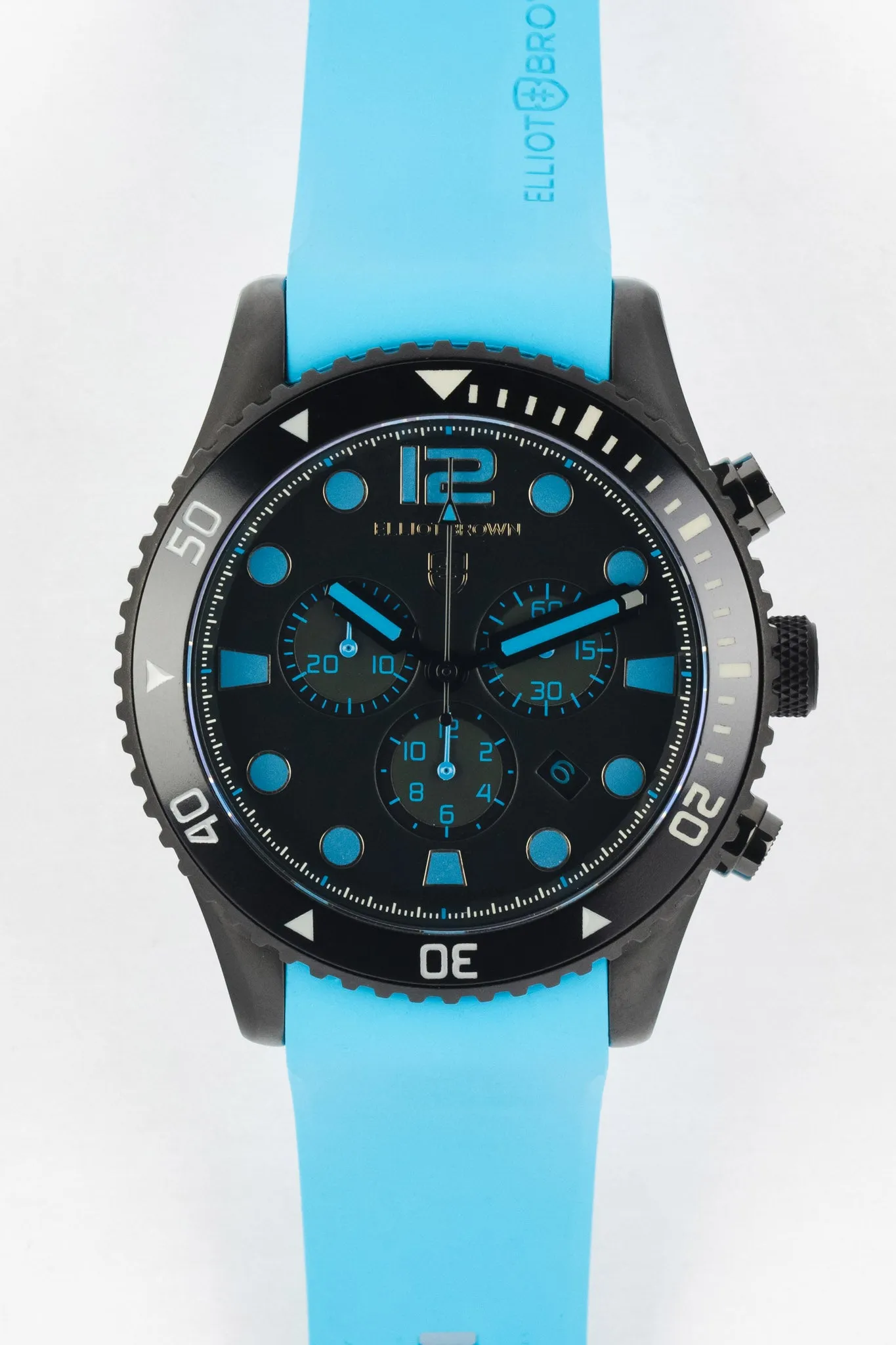ELLIOT BROWN 929-006-R15 Bloxworth 44mm Gunemetal Stainless Steel Quartz Chronograph Watch - Cyan Rubber Strap