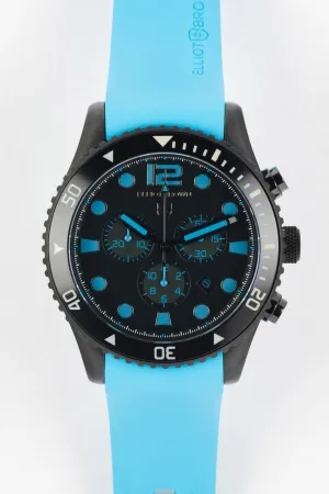 ELLIOT BROWN 929-006-R15 Bloxworth 44mm Gunemetal Stainless Steel Quartz Chronograph Watch - Cyan Rubber Strap