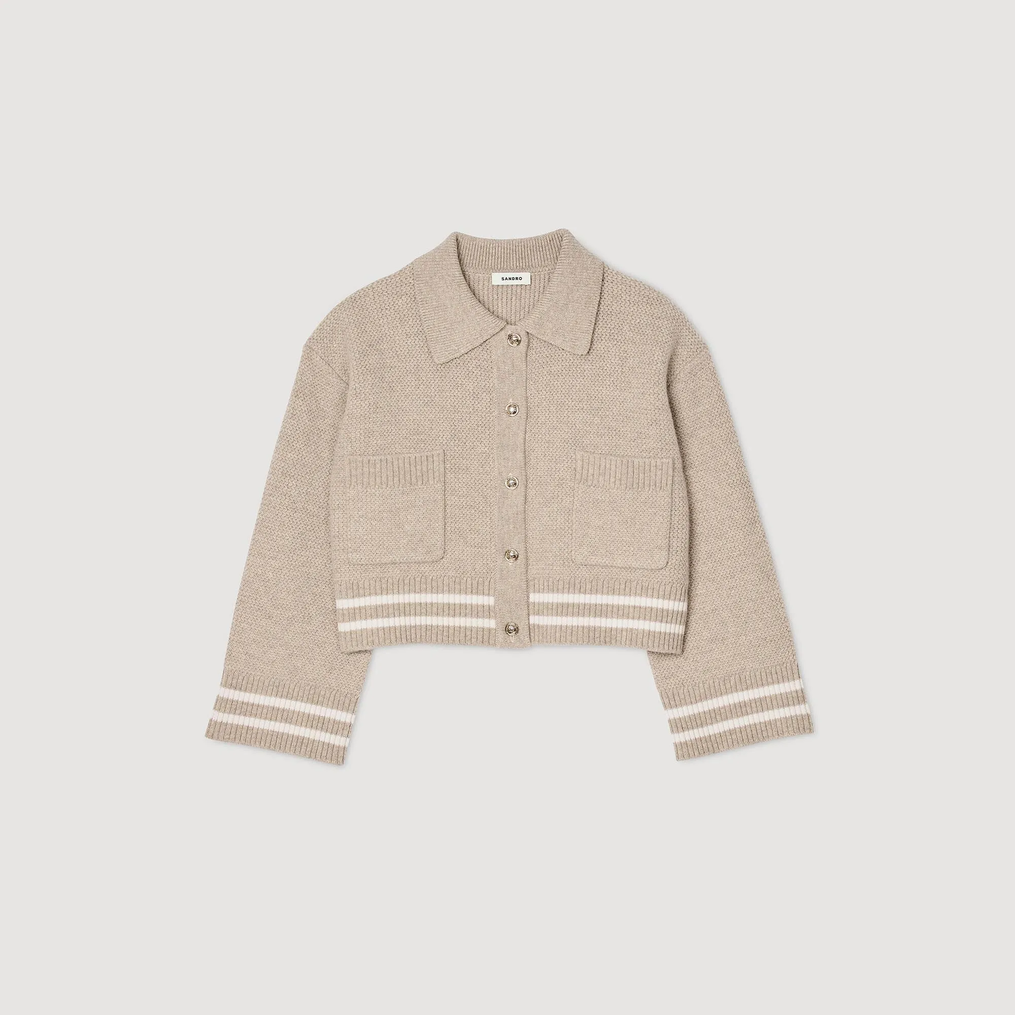 Enchanteur Decorative Stitch Cardigan Beige