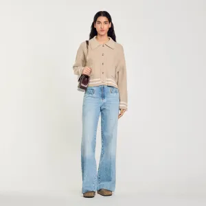Enchanteur Decorative Stitch Cardigan Beige