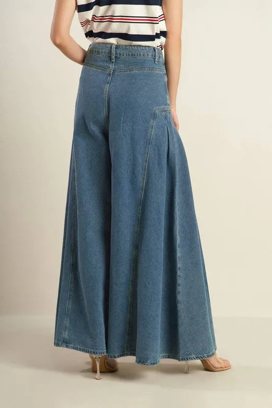 Extra Wide-Leg Denim Pants