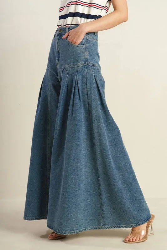 Extra Wide-Leg Denim Pants